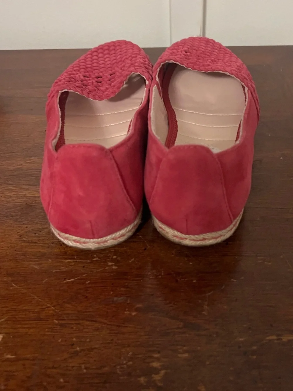Me Too Lynx espadrille flats woven fuchsia suede upper jute-wrapped sole size 8